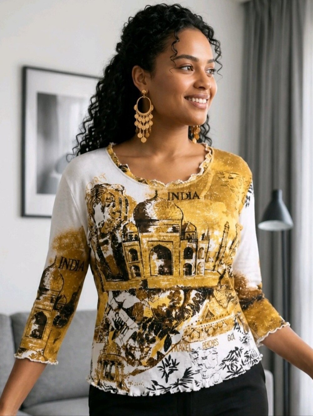🕌 🐅 Vintage Authentic Y2K INDIA Travel Top Requirements Woman NWT 1X